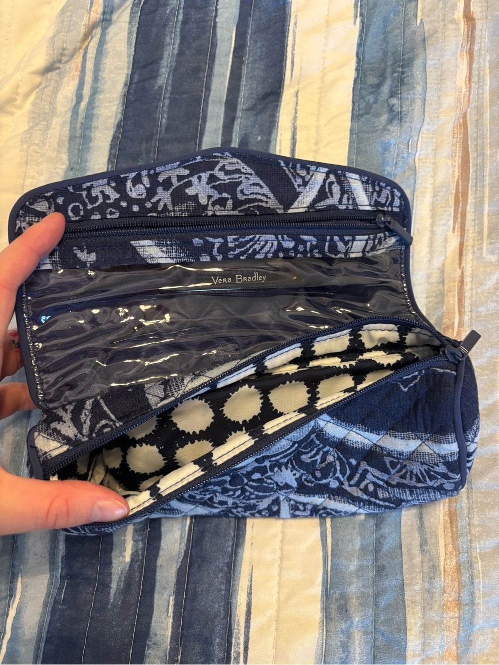 Vera Bradley Navy Blue Patterned Travel Cosmetic Bag